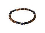 Armband Amor, Bunt (Gelbgoldfarben, Blau, Schwarz, Braun, Blau, Schwarz, Braun), ArmbäNder, Herren, 21Cm, Edelstahl, Armband, Mit Lapislazuli, Tigerauge