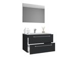 Waschtisch Vcm "3-Tlg. Waschplatz Waschtisch Badinos Schublade Sp", Schwarz, B:80Cm T:46Cm, Waschtische, Waschtisch
