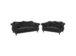 5-SITZER Sofa Set Samtstoff Schwarz Skien