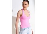 Halterneck Cut-Out Slim-Fit Bluse