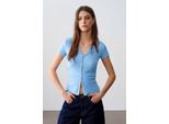 Slim Fit V-Ausschnitt KnöPfen Bluse
