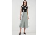 Satin A-Linien Midi-Rock Mit Elastischem Bund