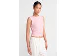 Damen Slim-Fit Cut-Out Crop Bluse