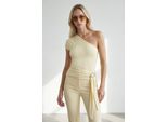 Schlanke Passform Off-Shoulder Jersey-Bluse Mit Bindew Details