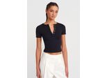 Schlanke Passform Crop-Jersey-Bluse