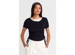 Damen Baumwoll Slim-Fit Rundhals T-Shirt