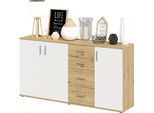 Kommode Fmd "Albi", Braun (Artisan Eiche, Weiß), B:160Cm H:83Cm T:35Cm, Holzwerkstoff, Sideboards, Kommode