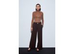Hochbundweite Hose Mit Weitem Bein Aus Krepp
