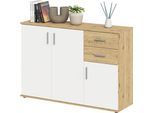 Kommode Fmd "Albi", Artisan Eiche, Weiß, B:120,5Cm H:83Cm T:35Cm, Holzwerkstoff, Sideboards, Kommode