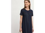Sommerkleid Street One, Damen, Gr. 40, Euro-GrößEn, Schwarzest Blau, Stoff, 95% Viskose, 5% Elasthan, Unifarben, Normal Knielang, Rundhals, Abgesteppt, Kleider Sommerkleid, Knielang