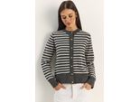 Gestreifter Rippstrick-Cardigan Mit Knopfverschluss