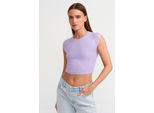 Schmale Passform Crop-Jersey-Bluse