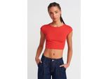 Schlanke Passform Crop-Jersey-Bluse