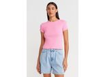 Damen Slim Fit Baumwoll-Crop-T-Shirt