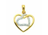 KettenanhäNger Adelia´S "HerzanhäNger 585 Gold ( 14K ) Mit Zirkonia", Silber, SchmuckanhäNger, Damen, Mit Zirkonia, Gold, KettenanhäNger, GoldanhäNger Herz