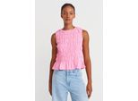 Damen Crop-Bluse Mit Rundhalsausschnitt Und KnöPfen