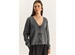 Button Detail Strick V-Ausschnitt Cardigan