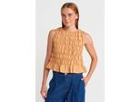 Damen Crop-Bluse Mit Rundhalsausschnitt Und KnöPfen