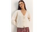 Knopf Detaillierter Strick V-Ausschnitt Cardigan