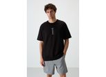 ÜBergrößEn Baumwoll Crew-Neck Bedrucktes T-Shirt