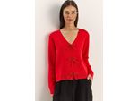 Knopf-Detaillierter Strick-V-Ausschnitt-Cardigan