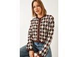Gerippter Crop-Cardigan Mit Knopfverschluss