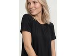 Sommerkleid Street One, Damen, Gr. 42, Euro-GrößEn, Schwarz, Stoff, 95% Viskose, 5% Elasthan, Unifarben, Normal Knielang, Rundhals, Abgesteppt, Kleider Sommerkleid, Knielang