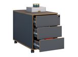 Container Vcm "Holz Rollcontainer BüRocontainer Salia 3 Schublade", Schwarz (Anthrazit), B:42Cm T:70Cm, Obermaterial: 100% Holz Wood., Rollwagen, Rollcontainer