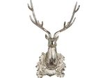 Wanddekoobjekt Gilde "Wandobjekt Hirschkopf Raffa", Silberfarben, B:38Cm H:35,5Cm T:17,5Cm Ø:0Cm, Aluminium, Wanddekoobjekte