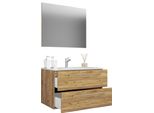 Waschtisch Vcm "3-Tlg. Waschplatz Waschtisch Badinos Schublade Sp", Braun (Honig, Eiche), B:80Cm T:46Cm, Waschtische, Waschtisch