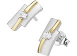 Paar Ohrstecker Firetti "Schmuck Geschenk Silber 925 Ohrschmuck Ohrringe Bicolor", Gold (Silberfarben, Gelbgoldfarben, Kristallweiß, Kristallweiß), Ohrringe, Damen, Silber 925 (Sterlingsilber), Mit Zirkonia (Synth.)