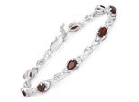 Armband Vira Jewels "925-Sterling Silber Rhodiniert GläNzend Granat Bordeaux", Weiß, ArmbäNder, Damen, 19Cm, Silber 925 (Sterlingsilber), GläNzend, Armband