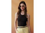 Schlanke Passform Halterneck Jersey Bluse