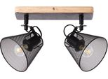 Brilliant Deckenstrahler "Whole", Schwarz (Schwarz, Holzfarbend), 2, H: 20Cm, 1 Stk., Leuchten, 2Flg Schwarz/Holzfarbend, Deckenstrahler