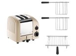 Dualit Toaster Paket 3, 2er Toaster mit Brötchenaufsatz und zwei Sandwichzangen Creme