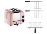 Dualit Toaster Paket 3, 2er Toaster mit Brötchenaufsatz und zwei Sandwichzangen Pink
