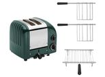 Dualit Toaster Paket 3, 2er Toaster mit Brötchenaufsatz und zwei Sandwichzangen Evergreen