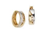 Paar Creolen Jobo, Gold (Gelbgold 333), Ohrringe, Damen, 15,5Mm, Gelbgold 333, Rund 333 Gold Bicolor Mit Zirkonia