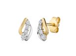Paar Ohrstecker Firetti "Schmuck Geschenk Gold 333 Ohrschmuck Ohrringe Bicolor", Gold (Gelbgoldfarben, WeißGoldfarben, Kristallweiß, Kristallweiß), Ohrringe, Damen, Gelbgold 333, Mit Zirkonia (Synth.)