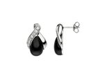Paar Ohrstecker Jobo, Silber (Silber 925), Ohrringe, Damen, Silber 925 (Sterlingsilber), 925 Silber Mit Onyx Und Zirkonia