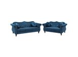 5-SITZER Sofa Set Samtstoff Blau Skien