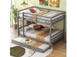 140*200 cm Kinderreisebett mit Hochschrank, grau, Stauraum