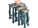Beistelltisch Otto Home "Vivek", Bunt (Blau, Bunt, Blau, Bunt, Blau, Bunt), Tische, B/H/T: 56Cm X 51Cm X 35Cm, Beistelltisch, B:56Cm H:51Cm T:35Cm