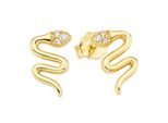 Paar Ohrstecker "Silberohrstecker Schlangen-Design Gelbgoldfarben Vergoldet", Gold (Gelbgoldfarben, Kristallweiß, Kristallweiß), Aniston Jewelry & Watches, Ohrringe, Damen, Silber 925 (Sterlingsilber), Mit Zirkonia (Synth.)