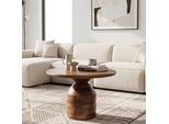 Couchtisch Massivholz Sofatisch 60Cm Rund Beistelltisch Design Wohnzimmertisch