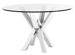 Casa Padrino Luxus Edelstahl Esstisch mit Glasplatte 125 x H. 77 cm - Esszimmermöbel