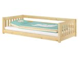 Niedriges Kinderbett Bodenbett 90x200 Kiefer massiv Zubehör wählbar V-60.28-09ohne Zubehör