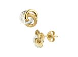 Paar Ohrstecker Jobo, Gelb (Gelbgold 585), Ohrringe, Damen, Diamanten Gelbgold 585, Diamanten, Gelbgold 585, Knoten 585 Gold Bicolor Mit 2 Diamanten
