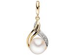 PerlenanhäNger Jobo "AnhäNger Mit Perle", Gelb (Gelbgold 585), SchmuckanhäNger, Damen, P1 = Bei 10-Facher VergrößErung Erkennbare EinschlüSse, Diamanten Gelbgold 585 Perlen, Diamanten, Gelbgold 585, Perlen, 585 Gold Mit Diamant Und SüßWasser-Zuchtperle
