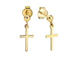 Paar Ohrstecker Firetti "Schmuck Geschenk Gold 375 Ohrschmuck Kreuz", Gold (Gelbgoldfarben), Ohrringe, Damen, Gelbgold 375